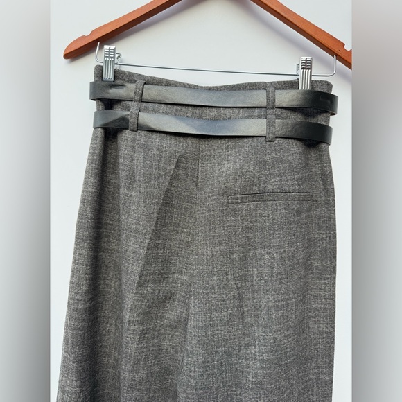 Exquise Albus Wide Leg Trousers Womens 6 Gray High Rise Double Belt Pants - Picture 7 of 10